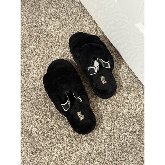 UGG Women's Fluff Yeah Slide Slippers, Black,(12 US) (UK 10) (EU 43) (JAPAN 29). - Picture 12 of 12